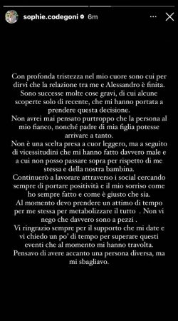 Storia Instagram di Sophie Codegoni Storia Instagram di Sophie Codegoni