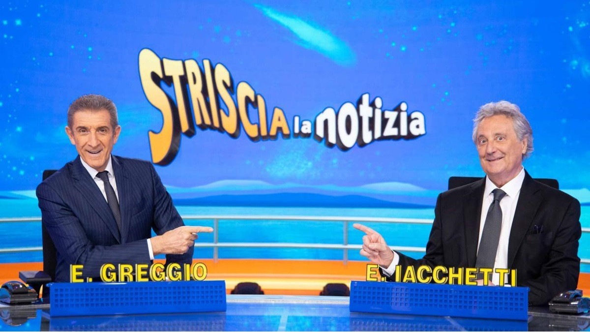 I conduttori di Striscia la Notizia, Ezio Greggio ed Enzo Iacchetti I conduttori di Striscia la Notizia, Ezio Greggio ed Enzo Iacchetti