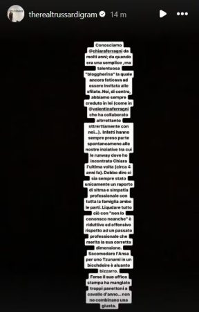 La replica di Tomaso Trussardi su Instagram