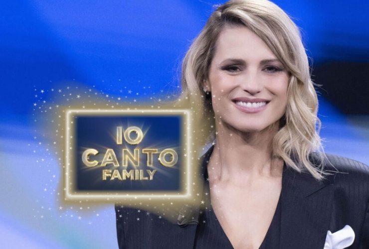 Michelle Hunziker e logo Io Canto Family