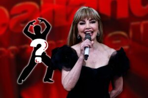 Milly Carlucci, sagoma ballerino e interrogativo